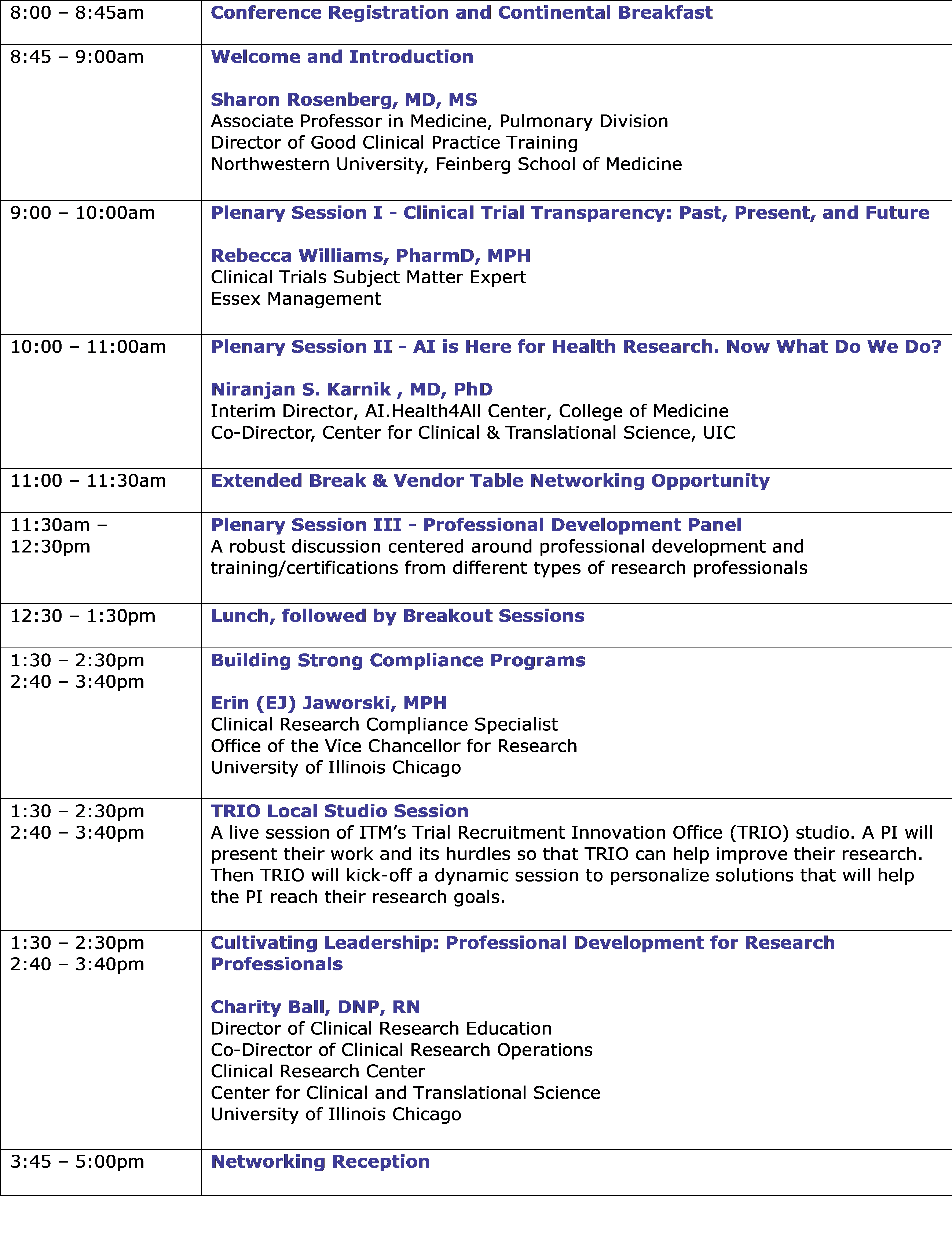 EQuaTR Conference 2026 Agenda simplified